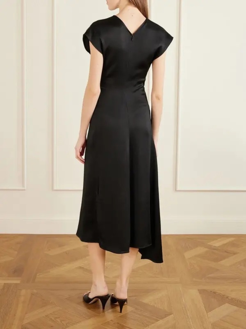 VICTORIA BECKHAM Twisted-Front Satin Midi Dress Sz 6 - Picture 2 of 6